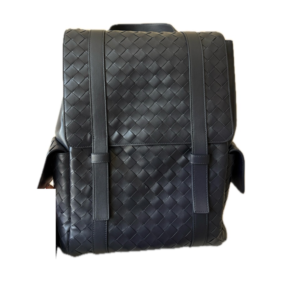 Navy woven leather backpack, 3D preview